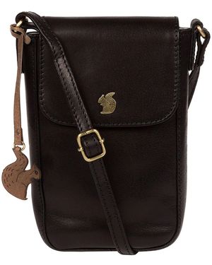 Conkca Buzz Leather Cross-Body Phone Bag - Black