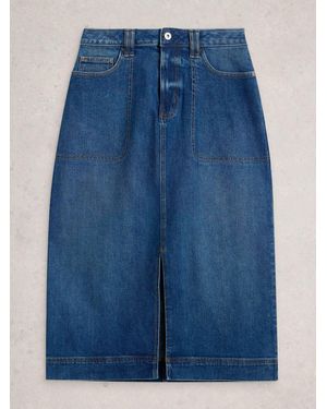 White Stuff Tia Denim Midi Skirt - Blau