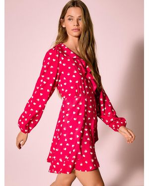 Next Long Sleeve Mini Wrap Dress - Pink