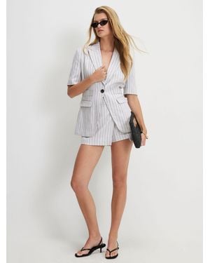 River Island Short Sleeve Stripe Blazer - White