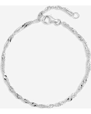 Simply Silver Tone Polished Twist Chain Bracelet - White