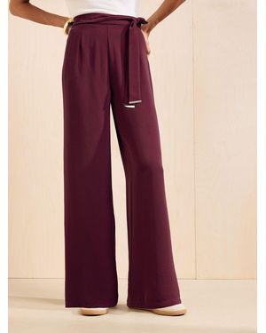 Friends Like These Burgundy Tie Waisted Wide Leg Pants - Purple
