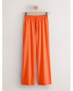 Next Pull On Wide Leg Pants With Linen - Orange