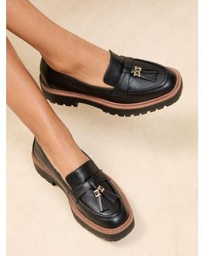 Lipsy Wide Fit Chunky Trim Detail Faux Leather Loafers - Black