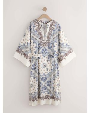 Next Paisley Tie Waist Maxi Kimono Dress - White