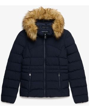 Superdry Hood Faux Fur Fuji Padded Jacket - Blue