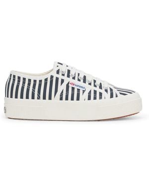 Superga 2740 Stripes Print Canvas Sneakers - White