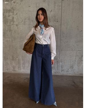 Never Fully Dressed Denim Palazzo Jeans - Blue