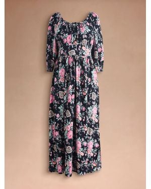 Cath Kidston Hackney Rose Printed Cotton Midi Dress - Blue