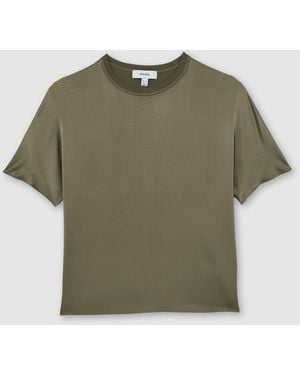 Reiss Silk Short-Sleeve Top - Green