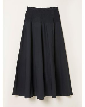 FatFace Fatface Harper 100% Cotton Pleated Maxi Skirt - Blue