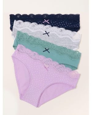 FatFace 4 Pack Of Spot High Leg Panties - Blue