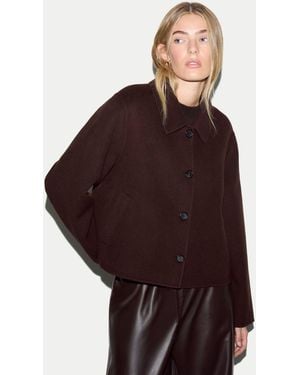 Jigsaw Wool Double Faced Cropped Coat - Brown