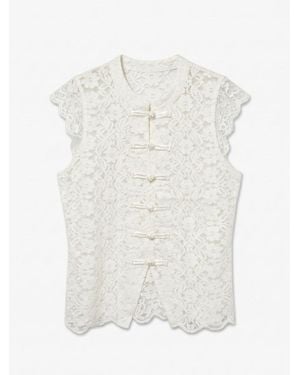 Vero Moda Sleeveless Mandarin Lace Top - White