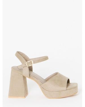 Simply Be Wide Fit Platform Heel Sandals - Natural