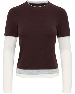 ONLY Layered Jersey Long Sleeve T-Shirt - Brown