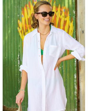 Aspiga Saffron Cheesecloth Beach Shirt - Yellow
