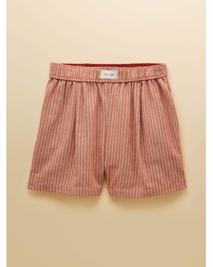 Joules Amara Rust Stripe Pull On Flannel Shorts - Natural