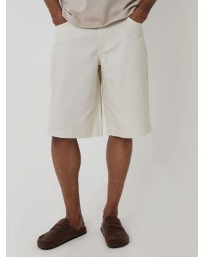 Threadbare Baggy Denim Jort Shorts - Natural