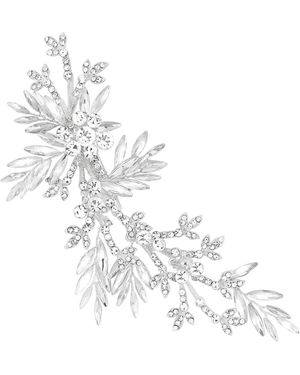 Jon Richard Crystal Leaf Side Tiara - White