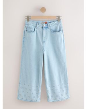 Next Wide Leg Cropped Jeans - Blue