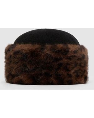 Reiss Serena - Black Faux Fur Hat, One