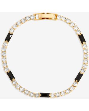 Jon Richard Plated Round Stone And Jet Tennis Bracelet - Natural