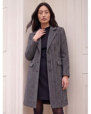 Roman Petite Herringbone Smart Coat - Black