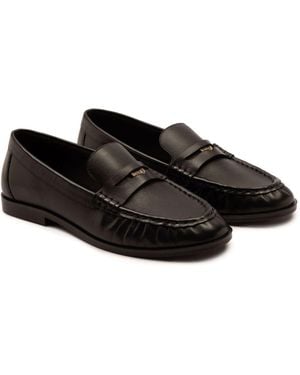 OFF THE HOOK Keira Leather Penny Ruched Loafers - Black