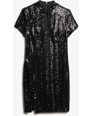 Superdry Mandarin Sequin Mini Dress - Black