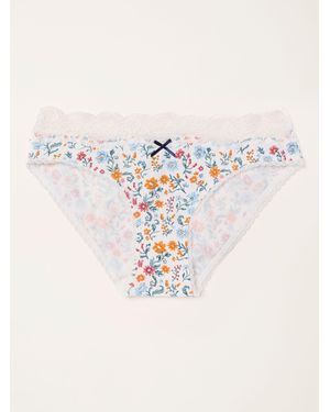 FatFace Fatface Ivory Floral Bloom High Leg Panties - White