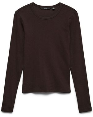 Vero Moda Vero Moda Long Sleeve Ribbed T-Shirt - Brown