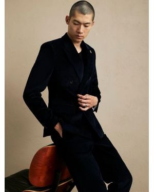 River Island Corduroy Double Breasted Suit Jacket - Black