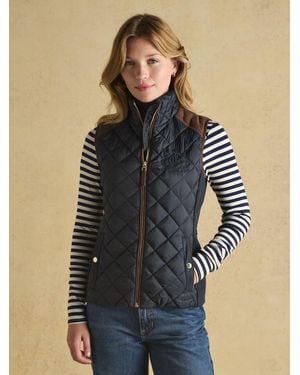 Joules Braemar Luxe Showerproof Diamond Quilted Gilet - Blue