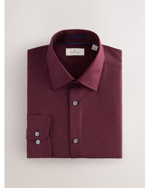 Next Regular Fit Signature 100% Cotton With Textured Smart Shirt - Purple