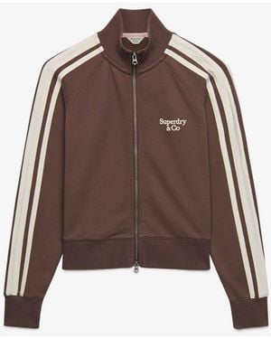 Superdry Side Stripe Zip-Through Sweatshirt - Brown