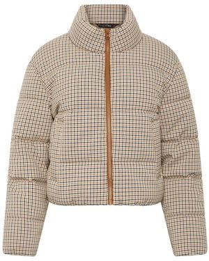 PixieGirl Petite Pixiegirl Petite Check Puffer Coat - Natural
