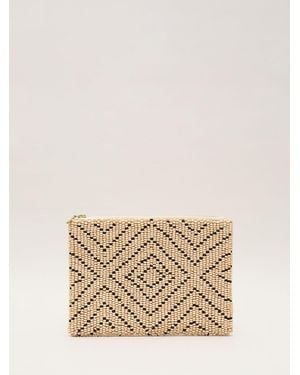 Phase Eight Phase Eight Beaded 100% Cotton Clutch Bag - Natural