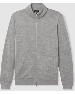 Reiss Hampshire Strickjacke Mit Trichterausschnitt Aus Merinowolleklein - Grau