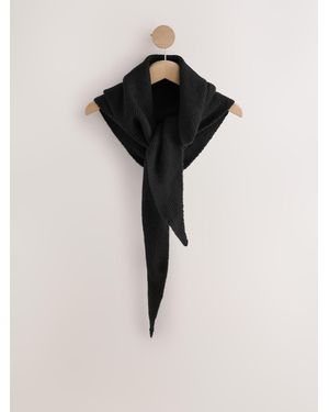 Next Ribbed Heavyweight Triangle Scarf - Black