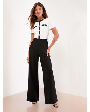Lipsy Petite Military Buttoned Jumpsuit - White