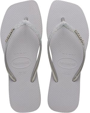 Havaianas Slim Square Sparkle Flip Flops - Grey