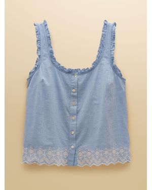 Joules Millie Broderie Trim Vest - Blue