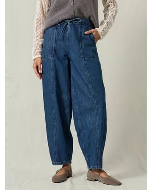 FatFace Fatface Alev Denim Dark Wash Drawstring Barrel Jeans - Blue