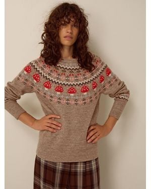 Monsoon Mia Mushroom Fair Isle Jumper - Brown