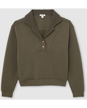 Reiss Premium Interlock Collar Sweatshirt - Green