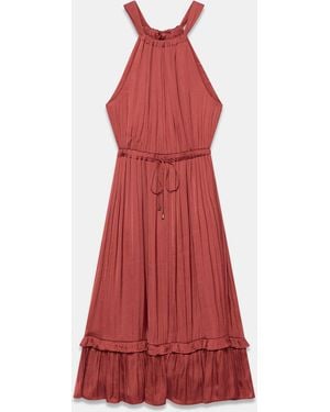 Mint Velvet Satin Halter Maxi Dress - Red
