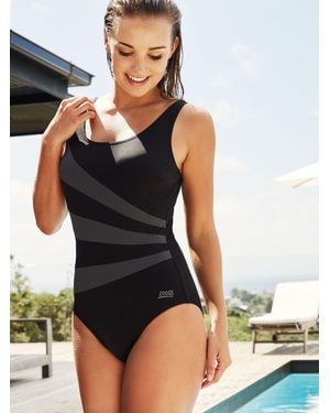 Zoggs Sandon Tummy Control Scoopback Swimsuit - Black