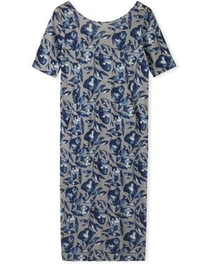 Celtic & Co. Linen Cotton Button Back Dress - Blue
