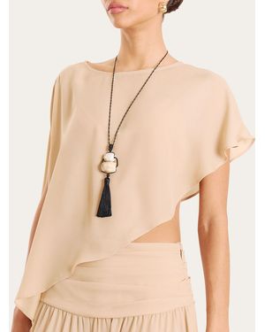 4th & Reckless Cape Poncho Blouse - Natural